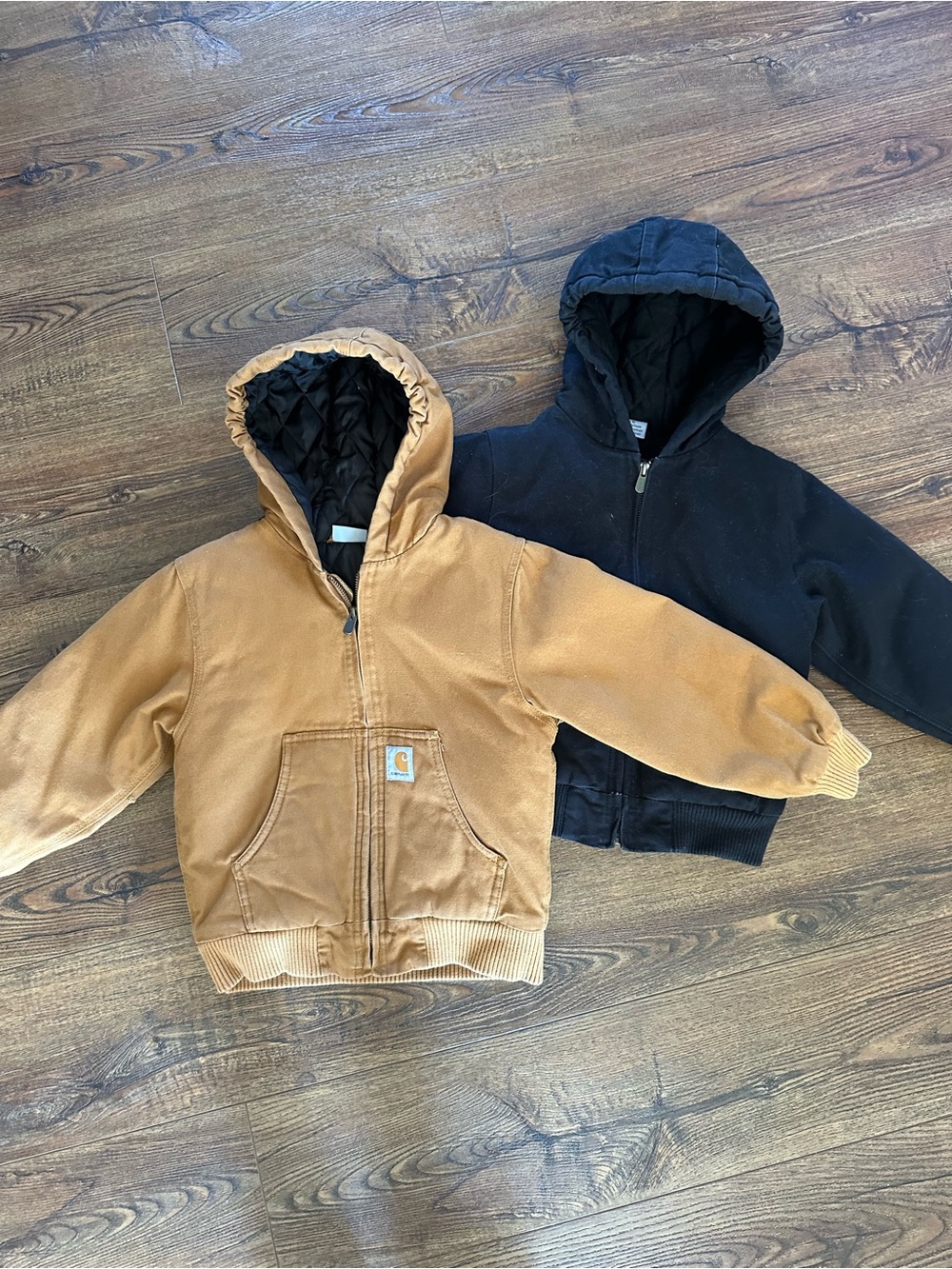 Carhartt Kids Tan and Black Hooded Work Jacket BUNDLE xxs (4-5) (little kids)